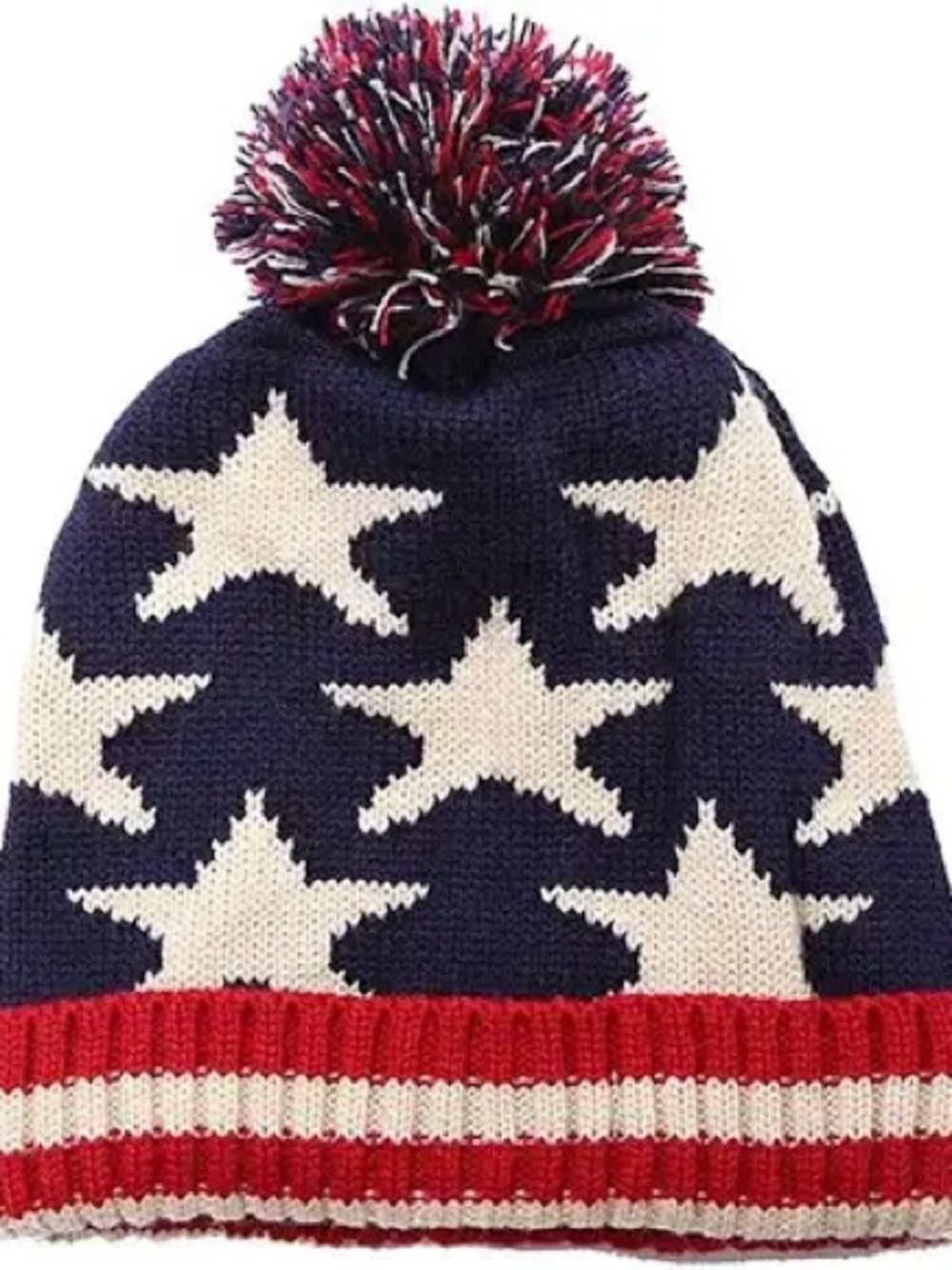 Unlisted Kids Star Pom Pom Beanie - Navy, White & Red